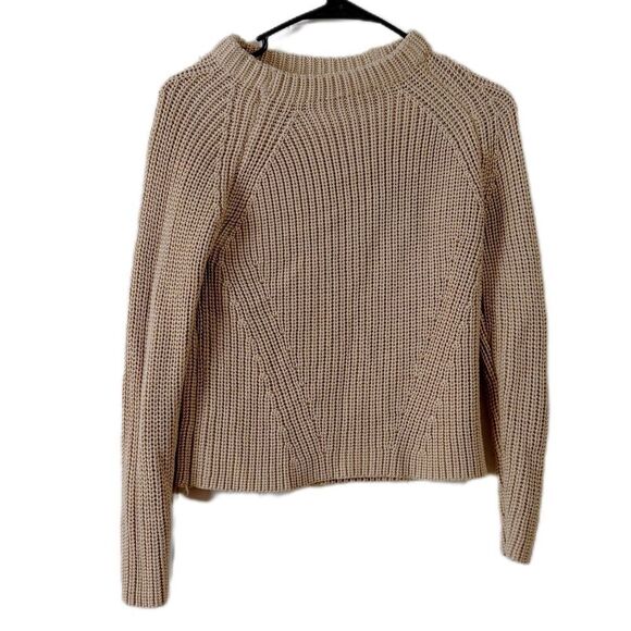 Zara Tan Cowl Neck Sweater with Ribbed Knit - Picture 1 of 4